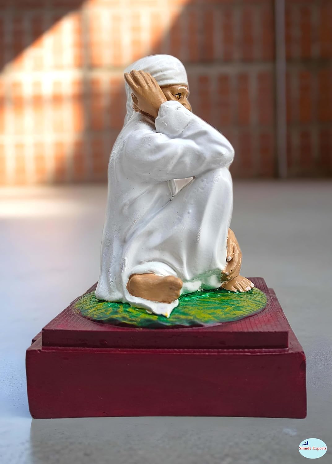 SHINDE EXPORTS shirdi saibaba Marble Small Statue Idol for car Dashboard Gifting Pooja Room 4.5 inches (White)