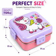 Toy Imagine 1120ml Stainless Steel Lunch Box for Kids, Unicorn Lilac