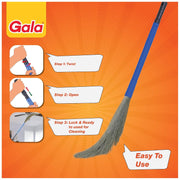 Gala No Dust – India's No. 1 Broom | Extendable Handle, No Ladder Needed for Ceiling & Fan Cleaning | Broomstick Jhadu | Traps Fine Dust & Hair, No Back Strain