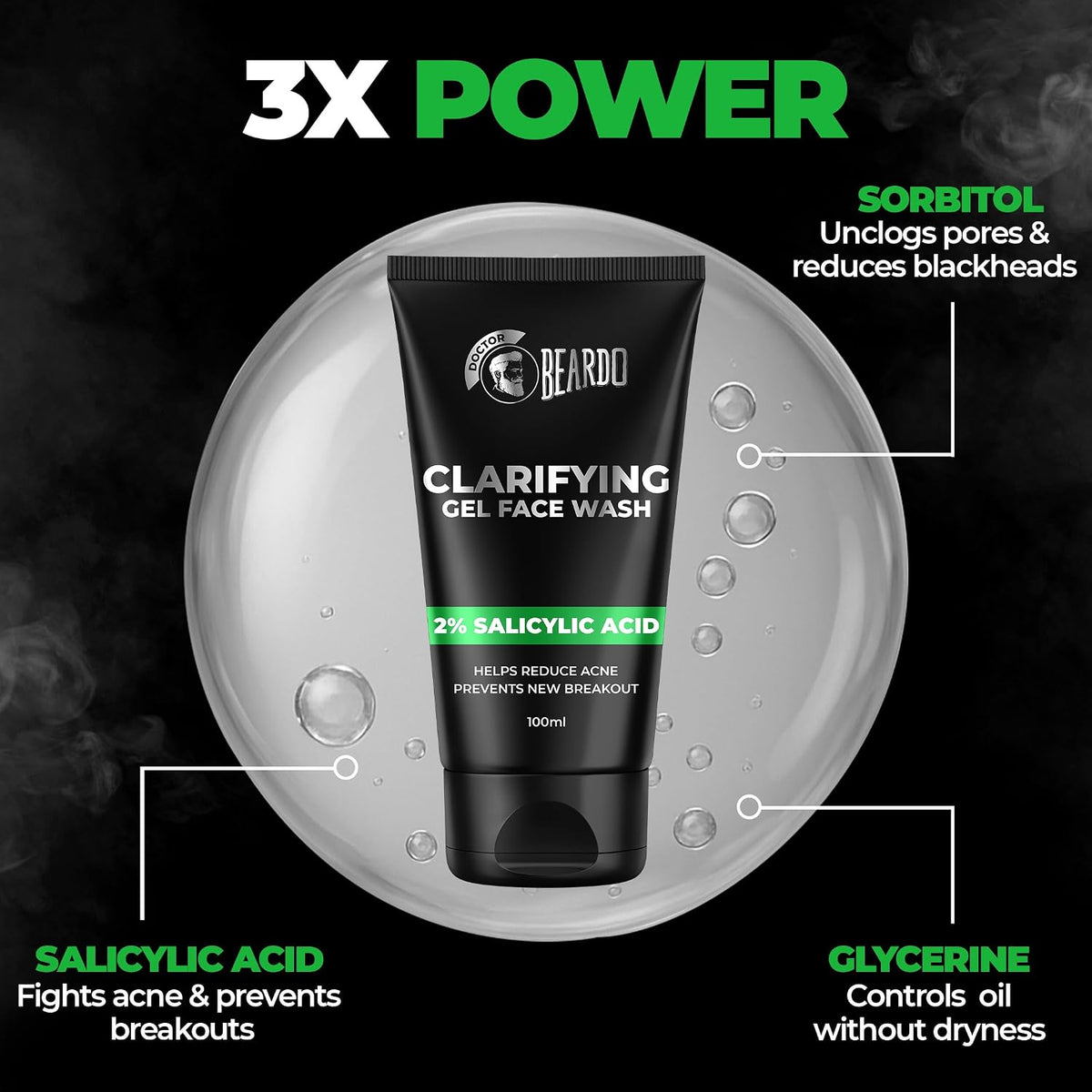 Beardo Clarifying Gel Face Wash for Men with Salicylic Acid | Anti Acne & Oil Control | Unclogs Pores, Reduces Blackheads, Gentle Daily Cleanser for Oily & Acne-Prone Skin – 100ml