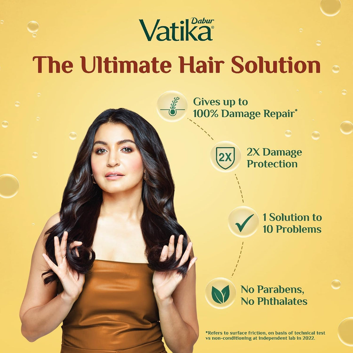 Dabur Vatika Ayurvedic Shampoo Refill Pouch - 1 L | Damage Therapy | Power of 10 Ingredients for Solving 10 Hair Problems | No Parabens | For All Hair Types