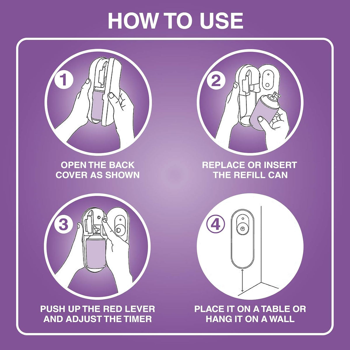 Godrej aer Matic, Automatic Air Freshener Spray Kit With Flexi Control-Violet Valley Bloom(225 Ml), 1 Count