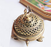 DSH Brass Peacock Tortoise Dhoop Dani Incense Burner for Puja Traditional Loban Burner Dhoop Holder for Home, Temple, Office, Meditation