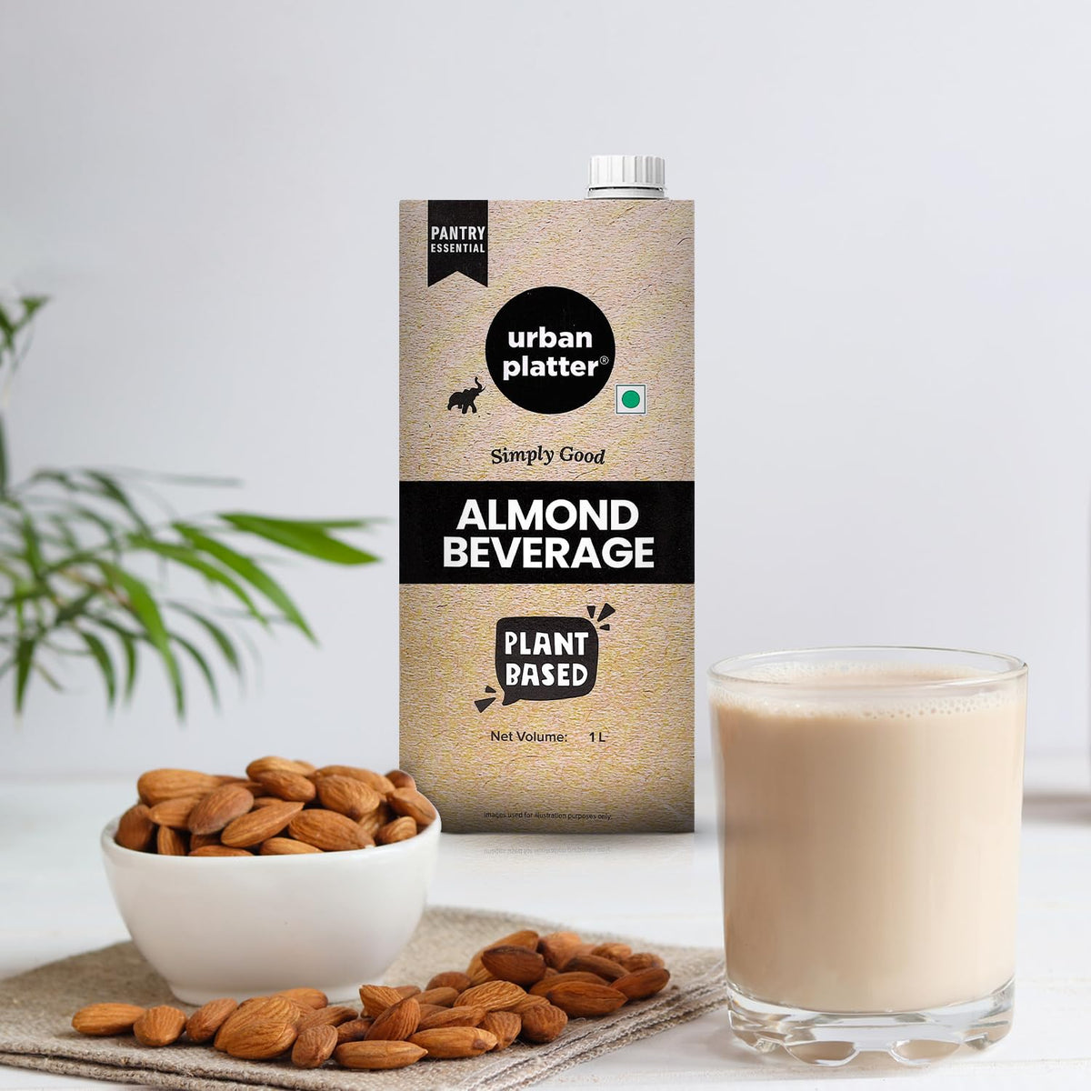 Urban Platter Almond Milk, 1 Litre, Pack of 2 (Unsweetened | Lactose-Free | Plant-Based Milk Alternative | Works Beautifully in Tea and Coffee)