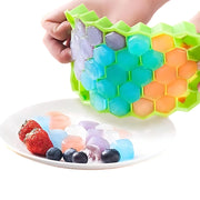 E-COSMOS® Ice Cube Tray Silicone for Freezer Honeycomb 37 Cavity Ice Cube Mould Flexible Tray for Freezer, Chocolate Cake Maker, Ice Trays for Chilled Drinks, Reusable (Honeycomb (POF-2))