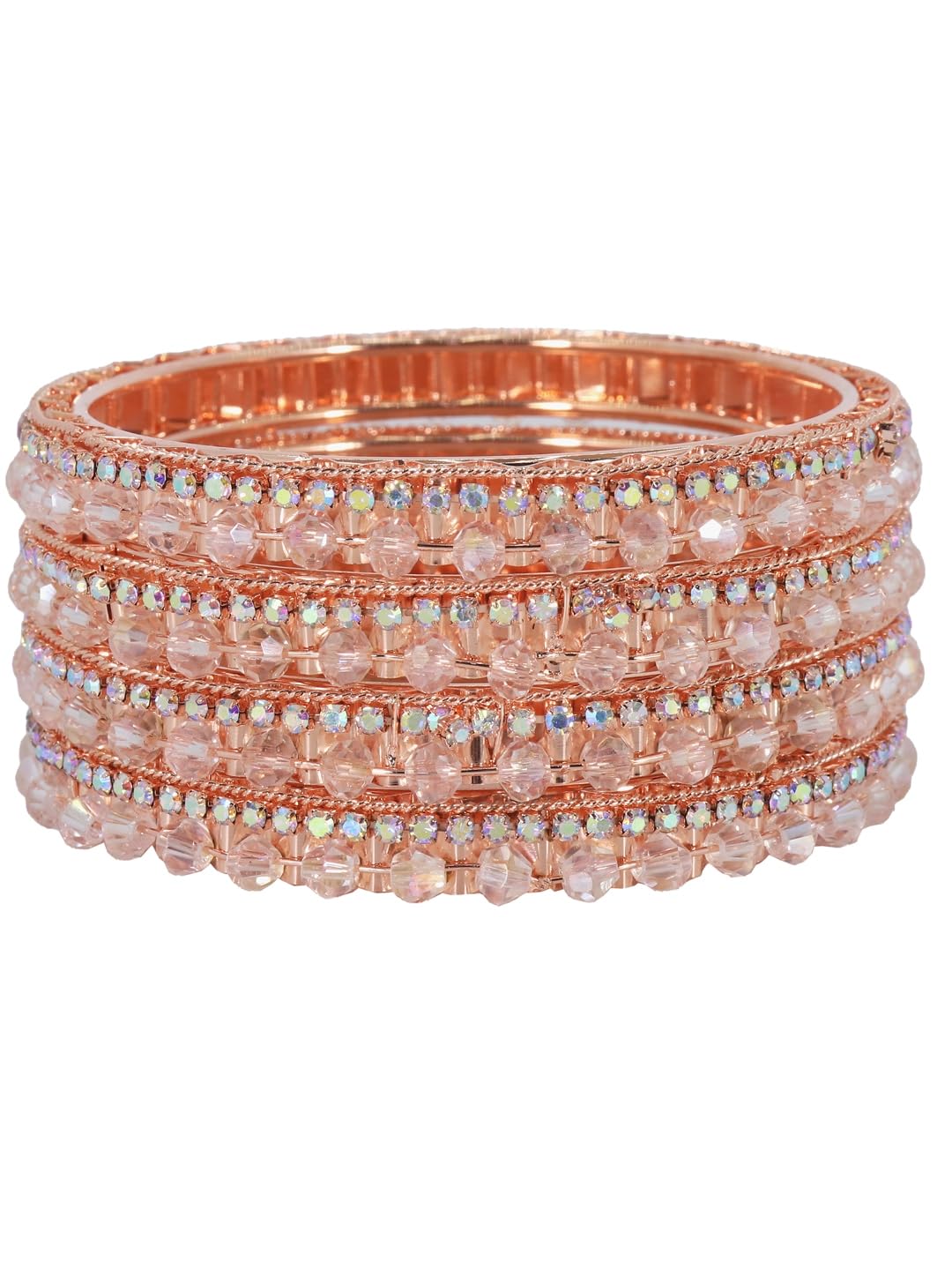 NMII Premium Alloy Metal Kada Set with Shiny Diamond Stone For Women & Girls | Fancy Latest Women's Kangan Stylish | Beautiful Girl's Bangles For Wedding, Party, Daily, Gift - Set Of 4