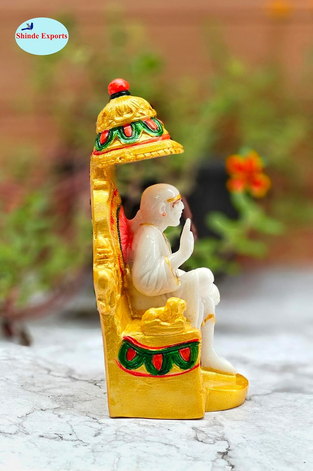 SHINDE EXPORTS shirdi saibaba Marble Idol Statue murti Home Murty for car (White, 16cm)