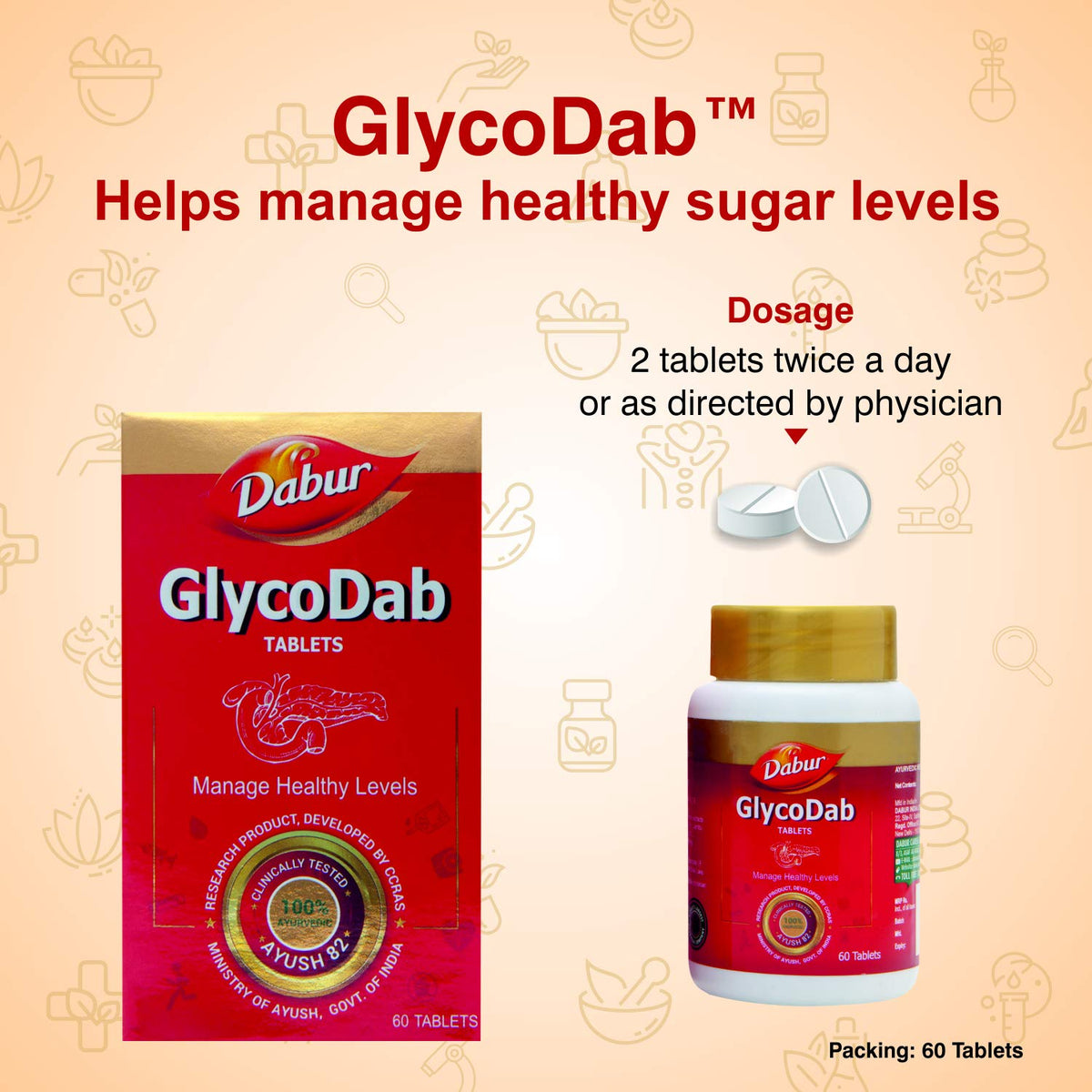 Dabur GlycoDab - 60 Tablets (Pack of 2)