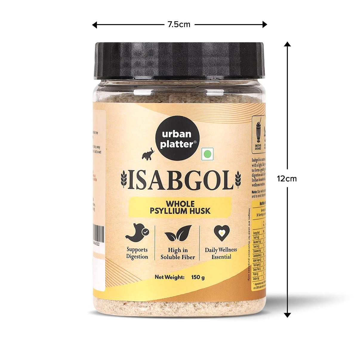 Urban Platter Isabgol, 150g (Whole Psyllium Husk, Rich in Dietary Fiber, Supports Digestive Health, Nature's Soluble Fiber)