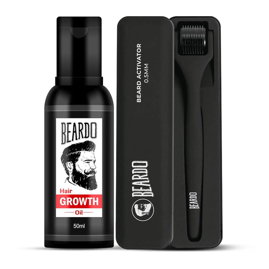 Beardo Beard Growth Duo | Beard & Hair Growth Oil 50ml & Beard Activator | Promotes Thicker, Longer & Fuller Beard Growth | For Patchy Beard- Set of 2