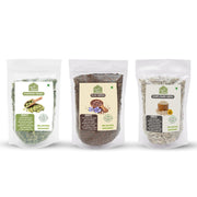 Yaa Natural Raw Pumpkin & Sunflower & FlaxSeeds - AAA Grade Seeds for Eating Source of Antioxidants Zinc & Iron & Dietary Fibre | Rich in Protein (