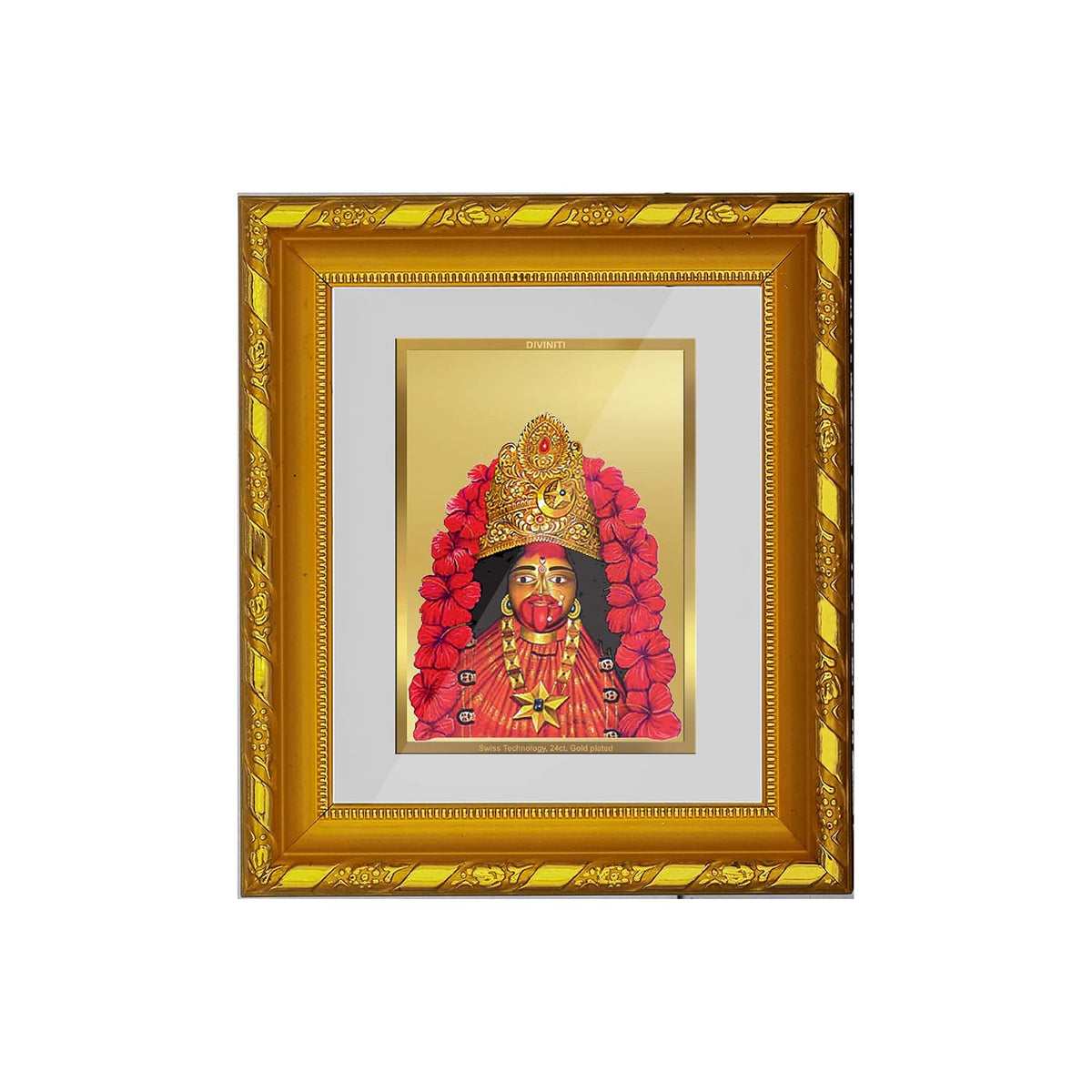 Diviniti Maa Tara Gold Plated Wall Photo Frame, Table Décor| DG Frame 103 Size 1 and 24K Gold Plated Foil| Religious Photo Frame Idol For Pooja, Gifts Items (16.5 CM X 15.5 CM)