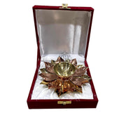 DSH Copper Brass Diya for Pooja Room Lotus Shape with Gift Box Akhand Jyot Diya Deepak for Diwali Festival Gift Item (Large)