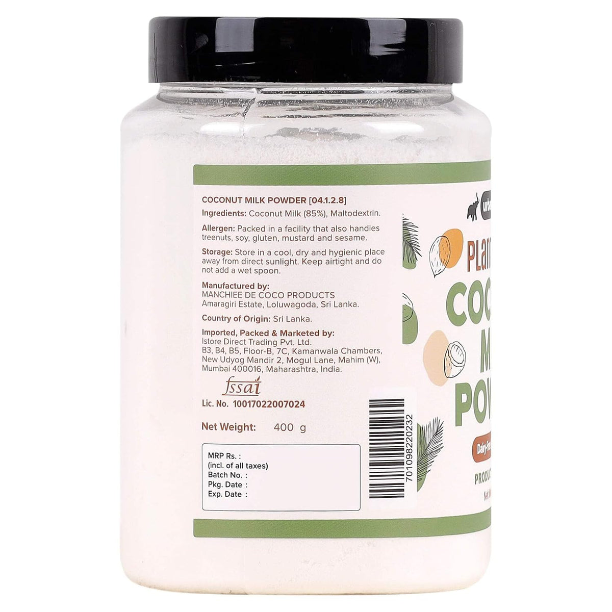 Urban Platter Coconut Milk Powder, 400g (Plant-Based, Preservative-Free , Easy to use, Dairy-Free , Source of Protein ,Add to Smoothies ,curries, Baked Goods))