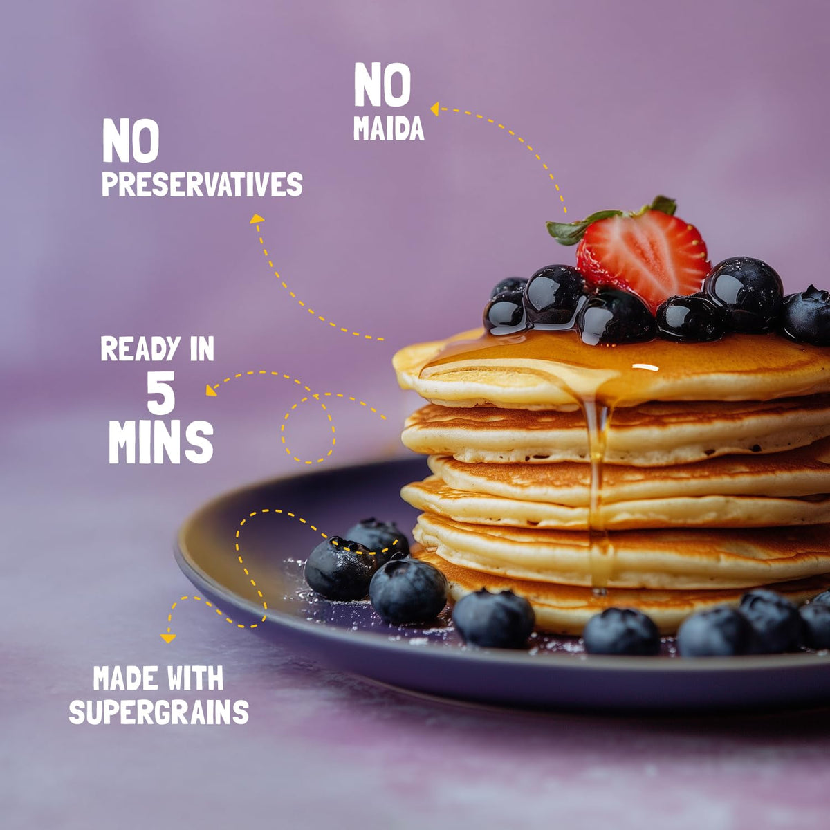 Slurrp Farm No Maida Pancake Mix | Instant Breakfast Mix made with Oats and Jowar | 100% Vegetarian Eggless Healthy Breakfast for Kids & Adults | Blueberry and Classic Combo- 150g X 2