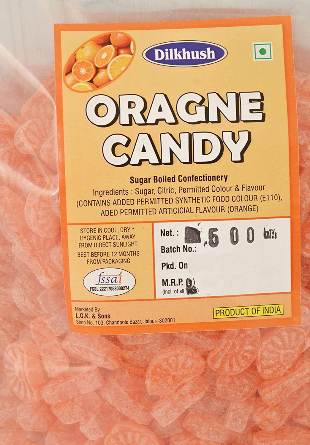 Dilkhush Orange Candy, 1000 g