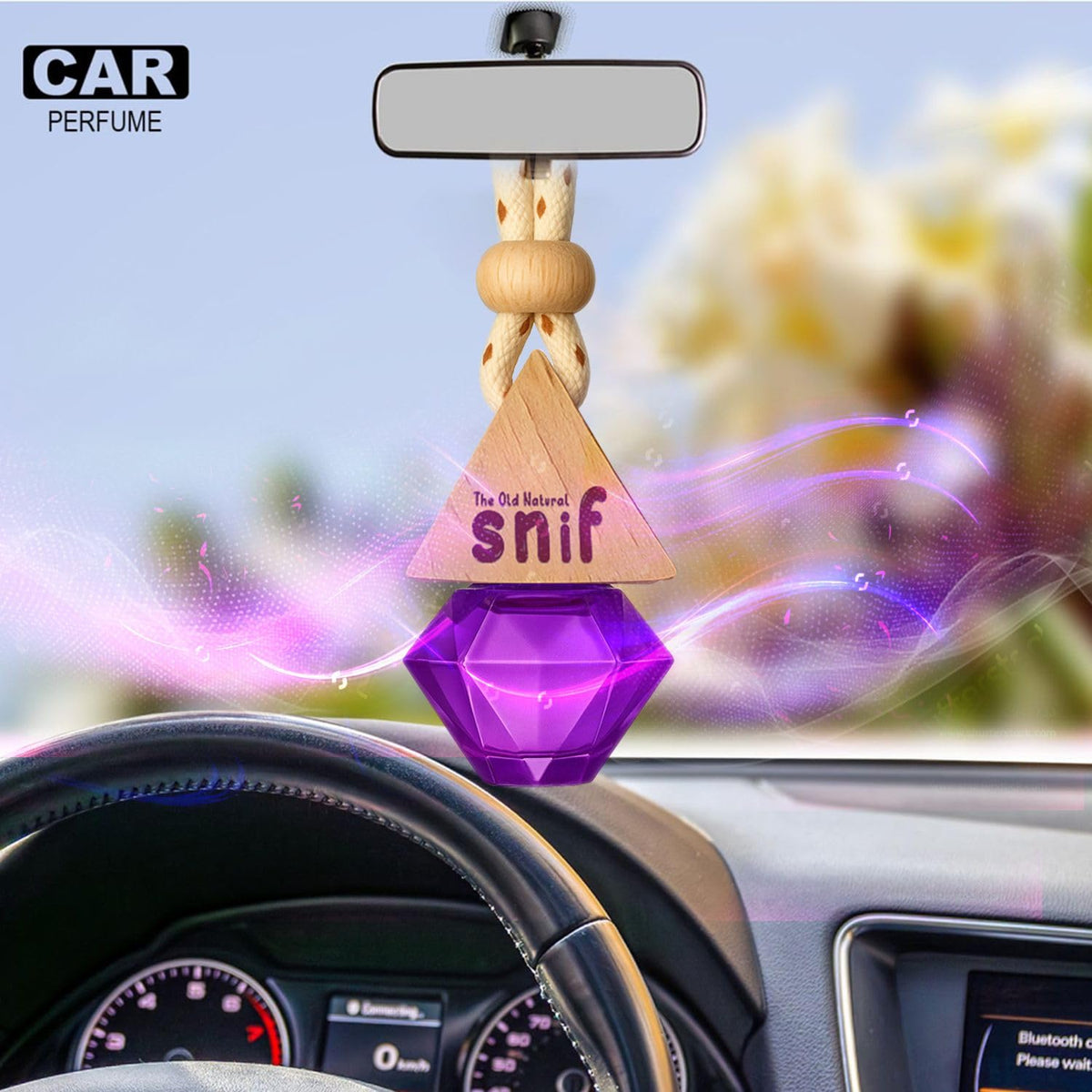 The Old Natural Snif Diamond Hanging oil Car Perfume | Car Air Freshener with Refill Pack (Lavender Love 10ml + 15ml Refill Pack)