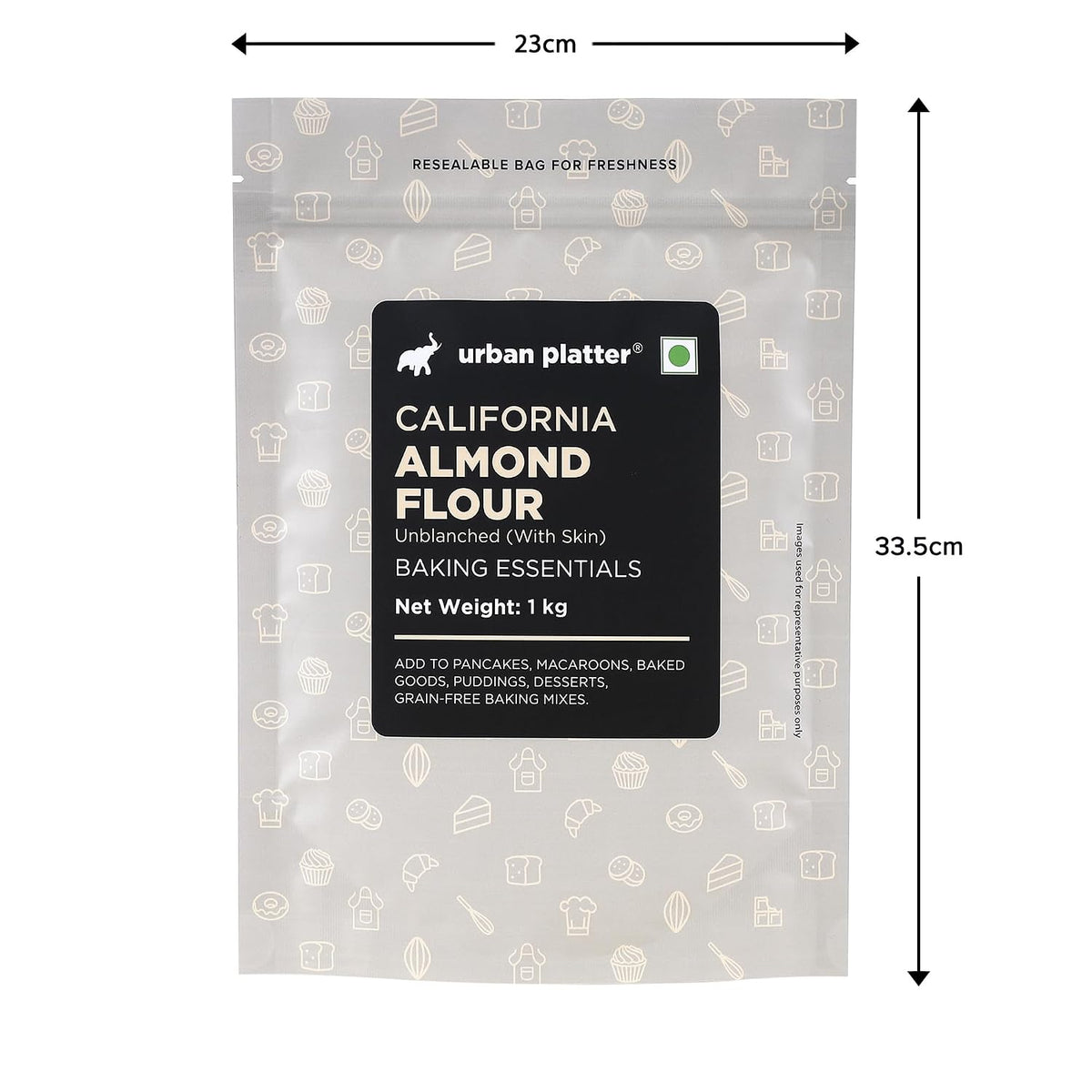 Urban Platter California Unblanched Almond Flour, 1kg (Naturally Gluten-free, Low-Carb, Ideal for Baking & Keto Recipes)