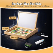 Toy Imagine Wooden Magnetic Chalkboard – Double-Sided Educational Learning Board with Chalk, Marker & Duster – Small Green & White Writing Board for Kids (3+ Years)