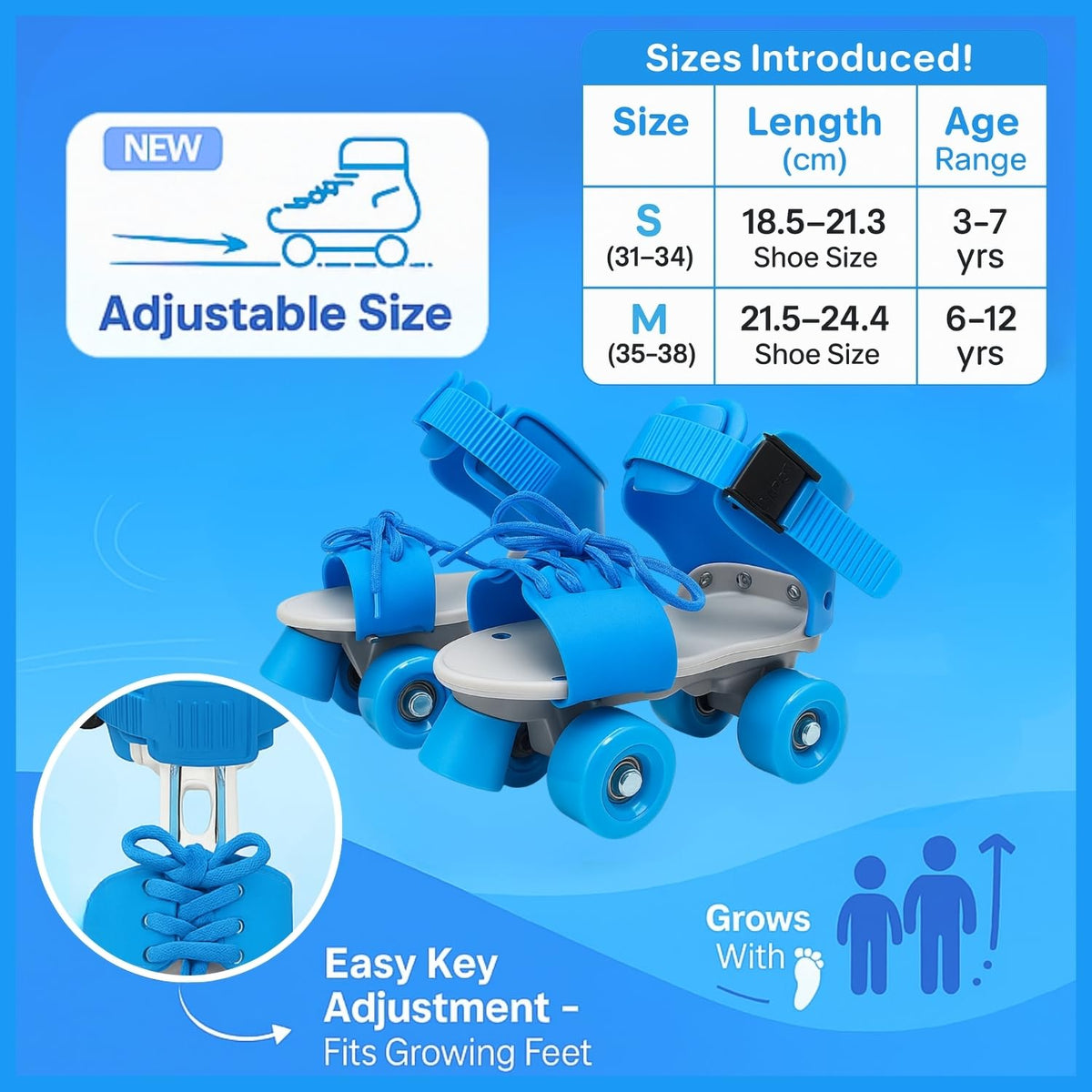 Toy Imagine Adjustable Inline Skates for Kids 4-12 Years