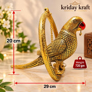 KRIDAY Kraft Gold Parrot Door Hanging, 30 cm Decorative Bird Wall Hanging with Chain for Main Door, Living Room, Office, Covered Balcony, Wedding and Housewarming Gift