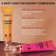 INSIGHT Strobe Cream - Dewy Rose | Instant Radiance & Dewy Glow | Enriched with Panthenol & Hyaluronic Acid | Light Diffusing Formula | Brightens & Hydrates | 30 g