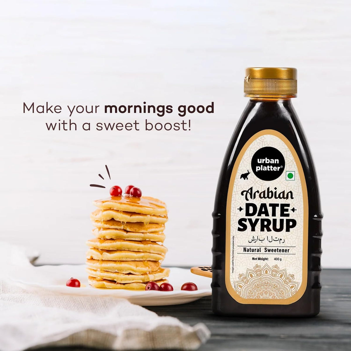 Urban Platter Date Syrup, 400g (Made from 100% dates | Deep, Malty Sweetness | Baking & Everyday Sweetening)