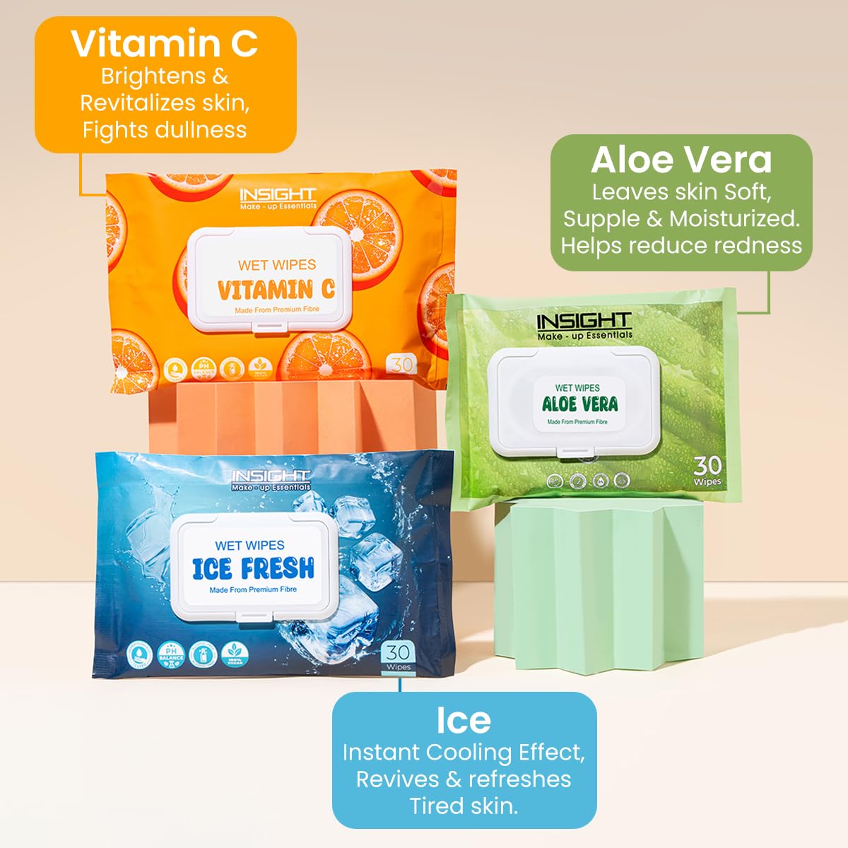 INSIGHT Wet Wipes Ice Fresh - 30 Refreshing Facial Sheets| Soft & Alcohol-Free|Removes Dirt & Oil|Gentle on Skin|Paraben-Free|For All Skin Types