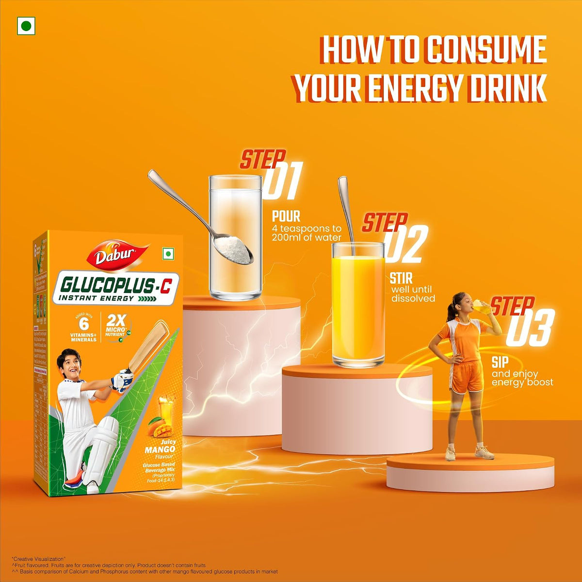Dabur Glucoplus C Glucose Powder (Mango Flavour) - 1kg