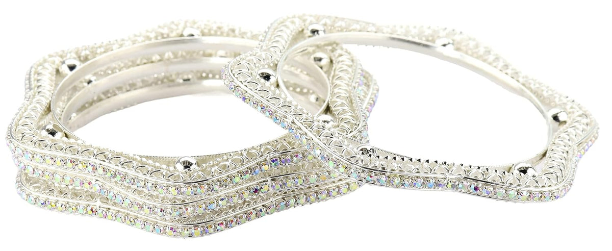 NMII Stylish Star Design Alloy Metal Bangles Set For Women & Girls with Zircon Diamond | Trendy Girl's Bangles Bracelet | Bangles For Women Latest | Wedding, Party, Festive, Occasion, Daily