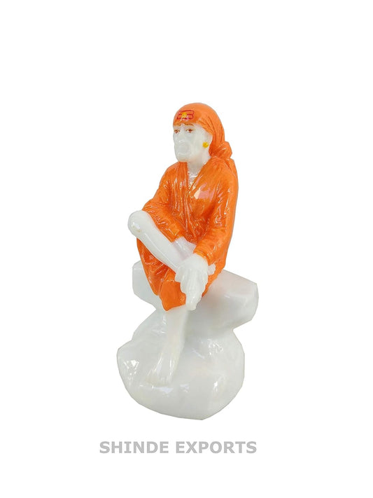 SHINDE EXPORTS Lord Saibaba Marble Idol for car Dashboard and Gifting (3.5 inches)