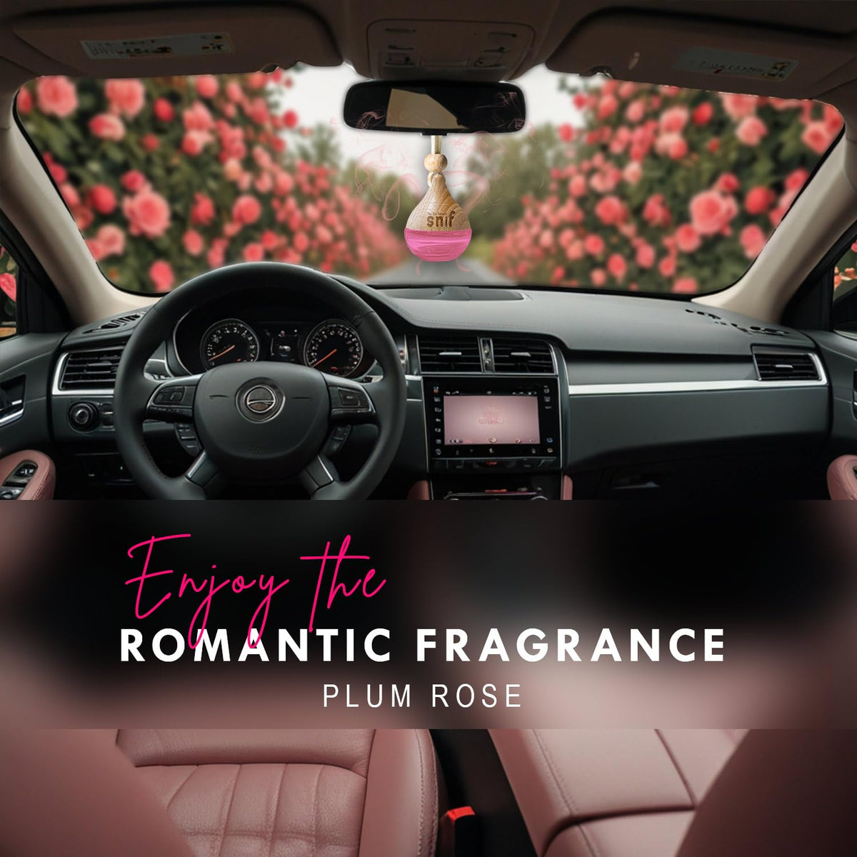 The Old Natural Snif Car Perfume With Essential Oils | Car Perfume Diffuser with 15ml Refill Pack | Car Fresheners Long Lasting | Car Air Freshener (Pack Of 1, 20ml) (Plum Rose)