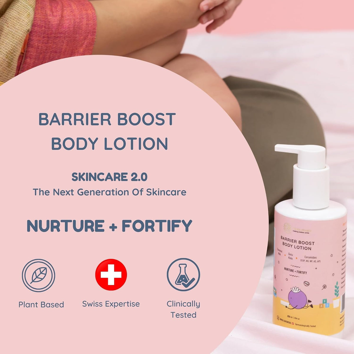 Little Rituals Barrier Boost Baby Body Lotion | Ceramide, Coconut Milk, Gotu Kola | Natural, Organic, Dermat Tested, Swiss Technology | Made Safe | Moisturizing & Nourishing | 250 ml