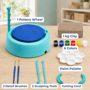 Toy Imagine Kids Pottery Wheel Kit – DIY Battery Operated Pottery Making & Painting Set with Modeling Clay, Sculpting Tools, Arts & Crafts Pot Maker for Boys & Girls Age 5+, Indoor Outdoor Activity, Diwali Gift