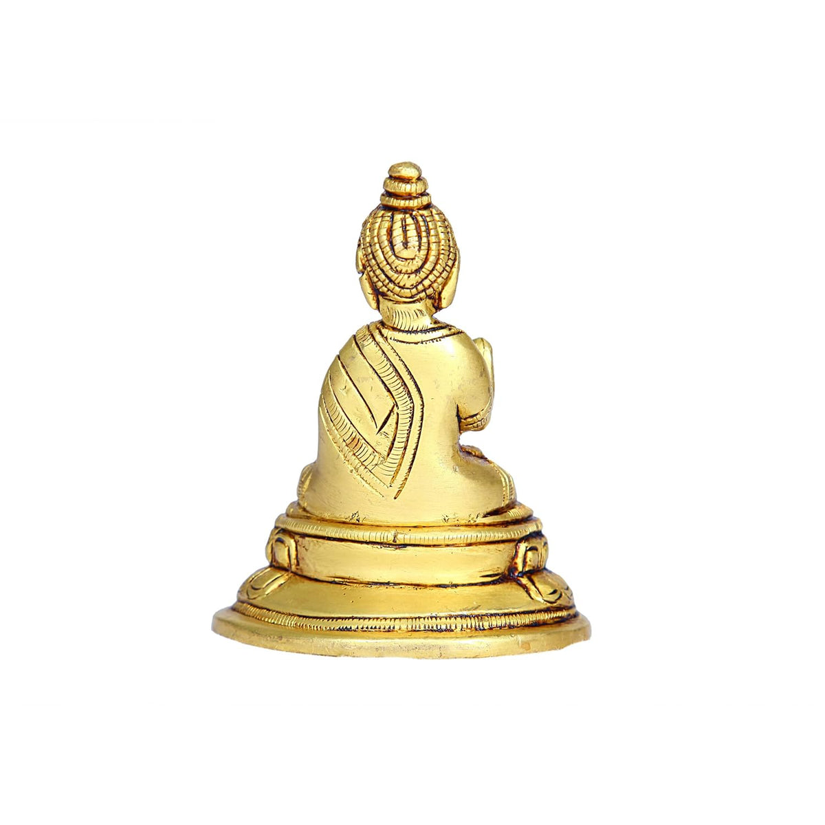 Aalayam Selveer Buddha Statue Brass | Buddha Idol Brass | Brass Buddha Statue | Brass Buddha Idol | Buddha Idol Small | Brass Buddha Small 9 CM Height, Gold Colour 1 No