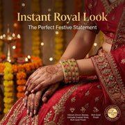 NMII Traditional Gold Plated Metal with Red Zircon GemStone Bangles Set For Girls & Women | Premium Rajwadi Kangan Set | Girl's Bangles Bracelet | Stylish Kada For Women