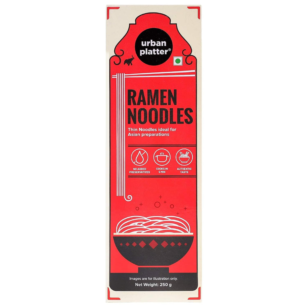 Urban Platter Ramen Noodles, 250g (Ideal for Ramen, No Added Preservatives)