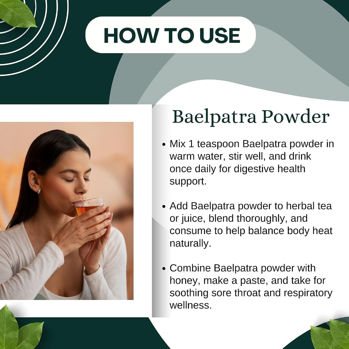 Brijbooti Baelpatra Powder (200 gm) | Bael Patra for Gut Health | Bel Patra | Bael Leaf Powder