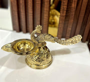 DSH Brass Diya Peacock Design Diya Deepak Arti Akhand Jyothi Oil Lamp for Home Temple Puja Articles.(DYA-MOR-ARTI)