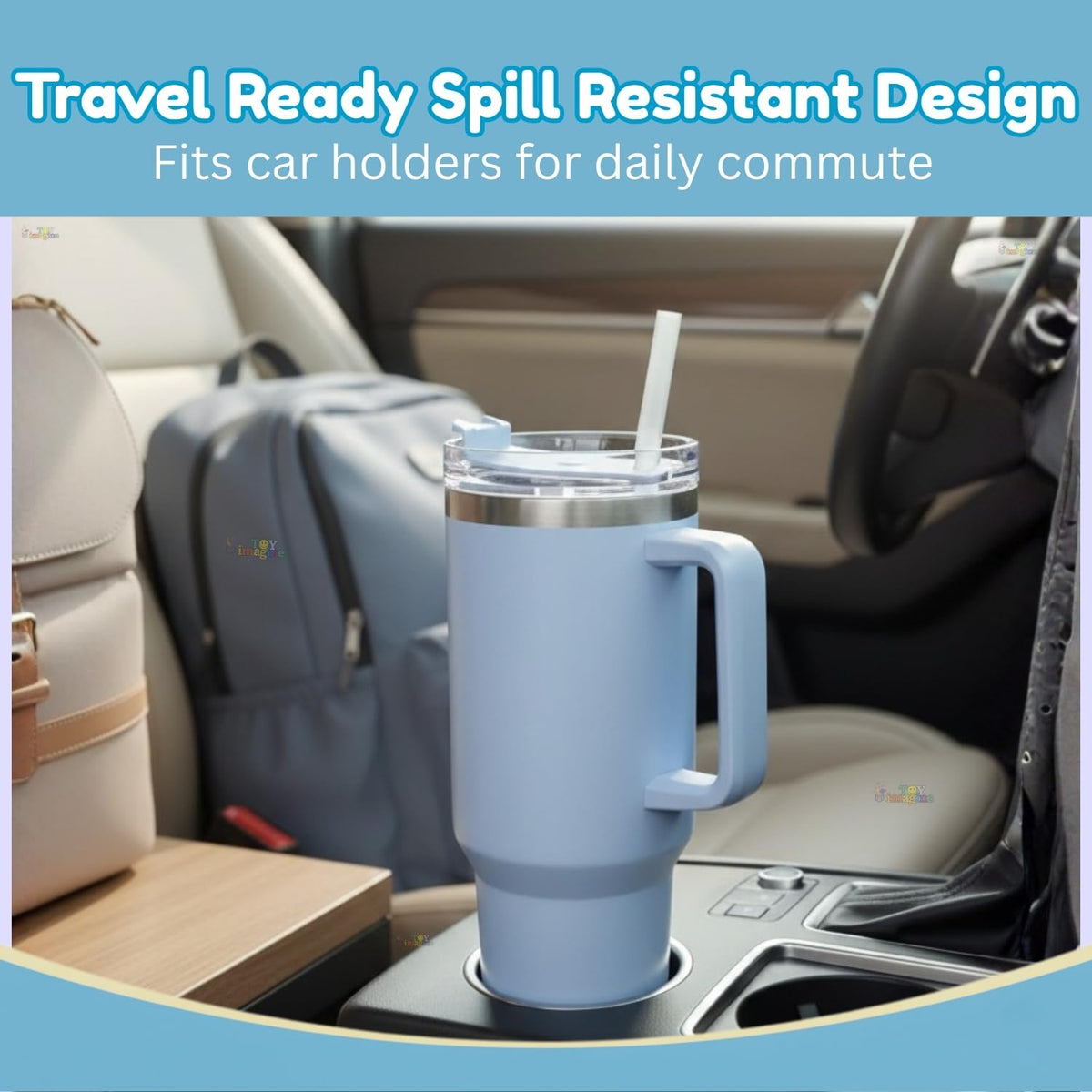 Toy Imagine Stainless Steel Insulated Tumbler with Handle, Lid & Straw | Hot & Cold Large Travel Mug Water Cup for Gym, Office & Outdoor Use | Leakproof | 1200 ml(Blue)