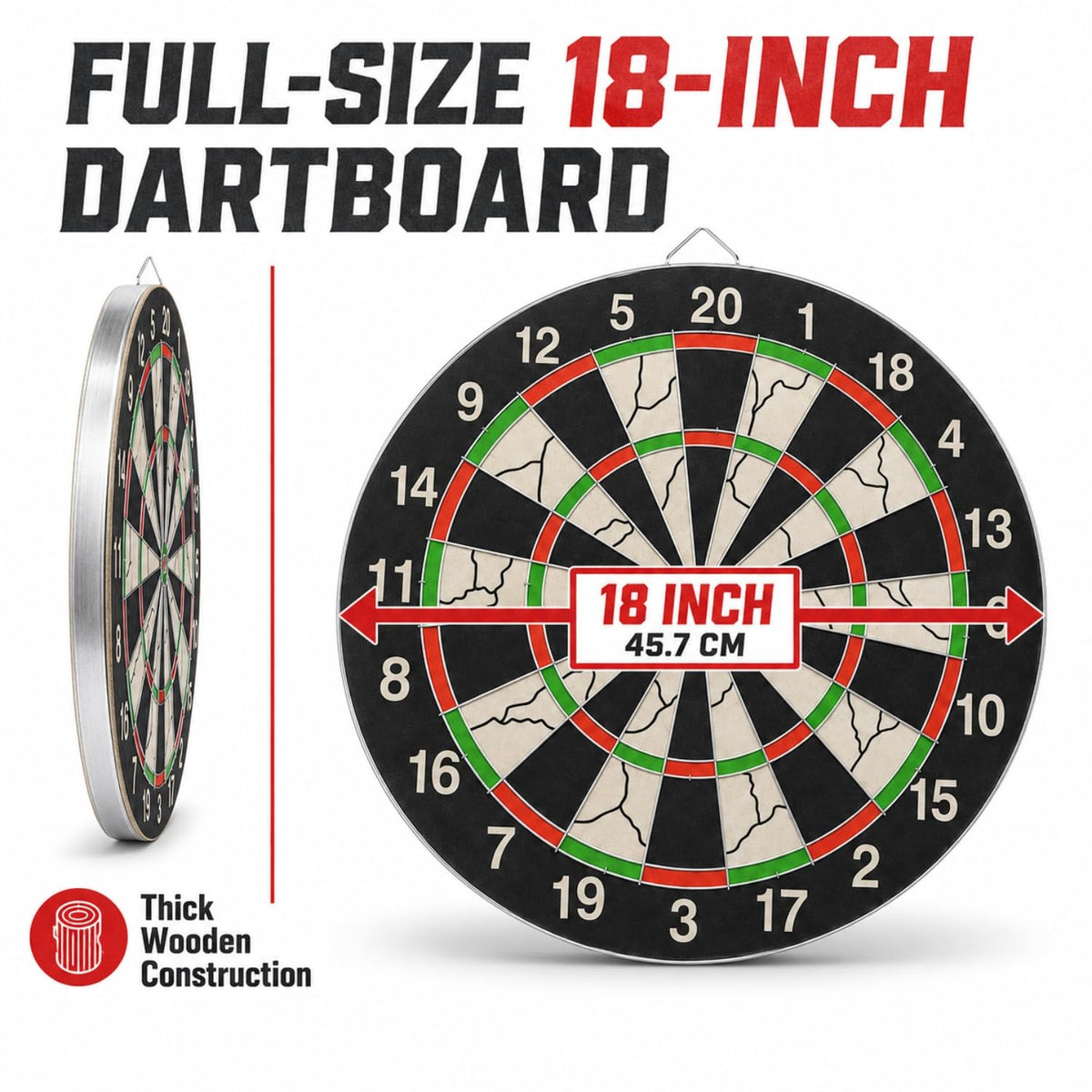 Toy Imagine 18 Inch Double-Sided Dart Board Set with 6 Darts