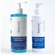 Be Bodywise Body Care Pack | 1% Salicylic Acid Body Wash & 10% Niacinamide Lotion | Prevents Acne, Exfoliates, Promotes Glowing & Radiant Skin | 575 ml