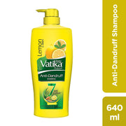 Dabur Vatika Long & Black Shampoo, with the Goodness of Amla & Bhringraj for Shiny, Black Hair - 640ml & Dabur Vatika Anti Dandruff Shampoo, with Lemon & Methi for Dandruff Free Hair - 640ml