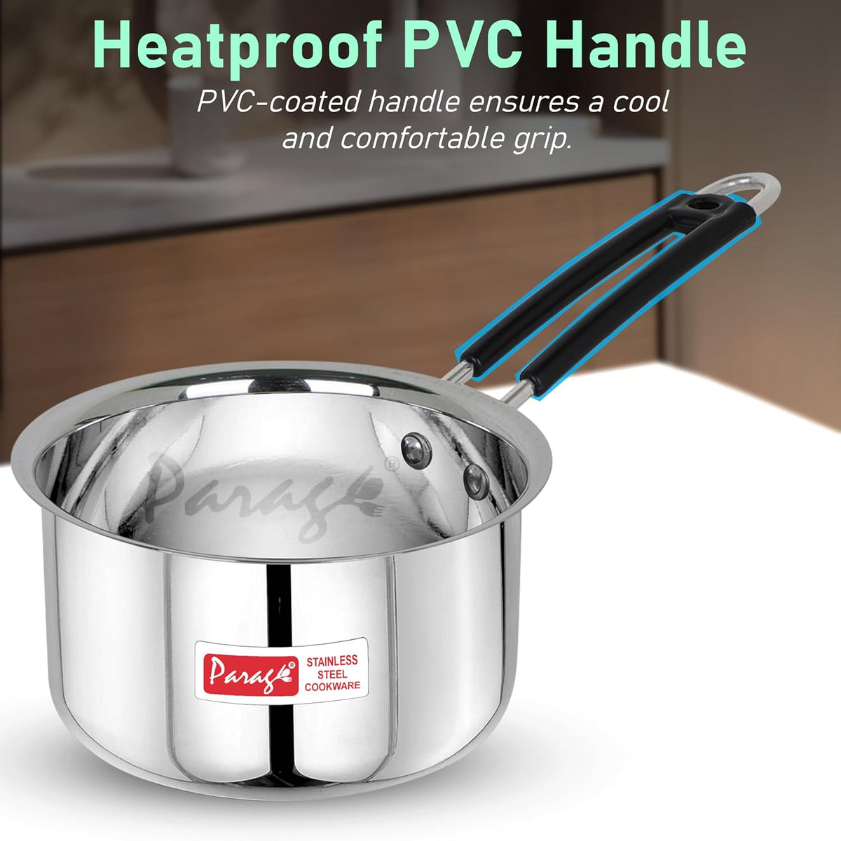 Parage 1 Pieces Stainless Steel Sauce Pan, Tea Pan, Milk Pan Heavy Gauge, 1.75 LTR with Heat-Resistant Wire Handle Induction & Gas Stove Friendly (Silver)