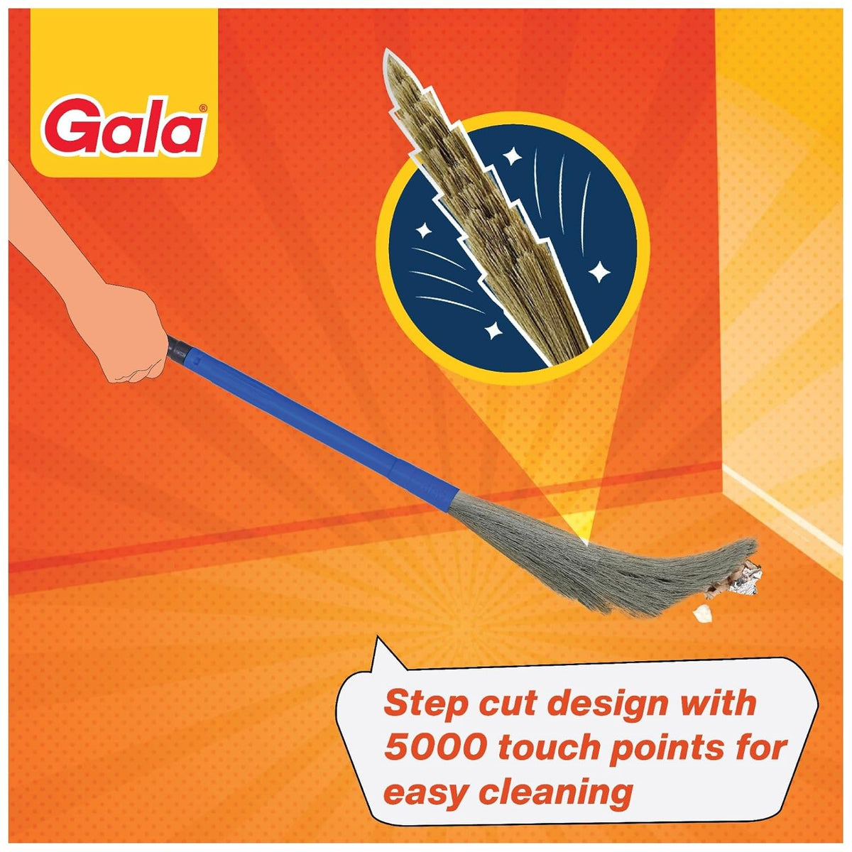 Gala No Dust – India's No. 1 Broom | Extendable Handle, No Ladder Needed for Ceiling & Fan Cleaning | Broomstick Jhadu | Traps Fine Dust & Hair, No Back Strain