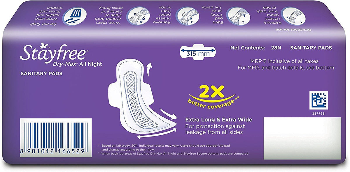Stayfree Dry Max Cover with Wings (XXL) 28 Pads