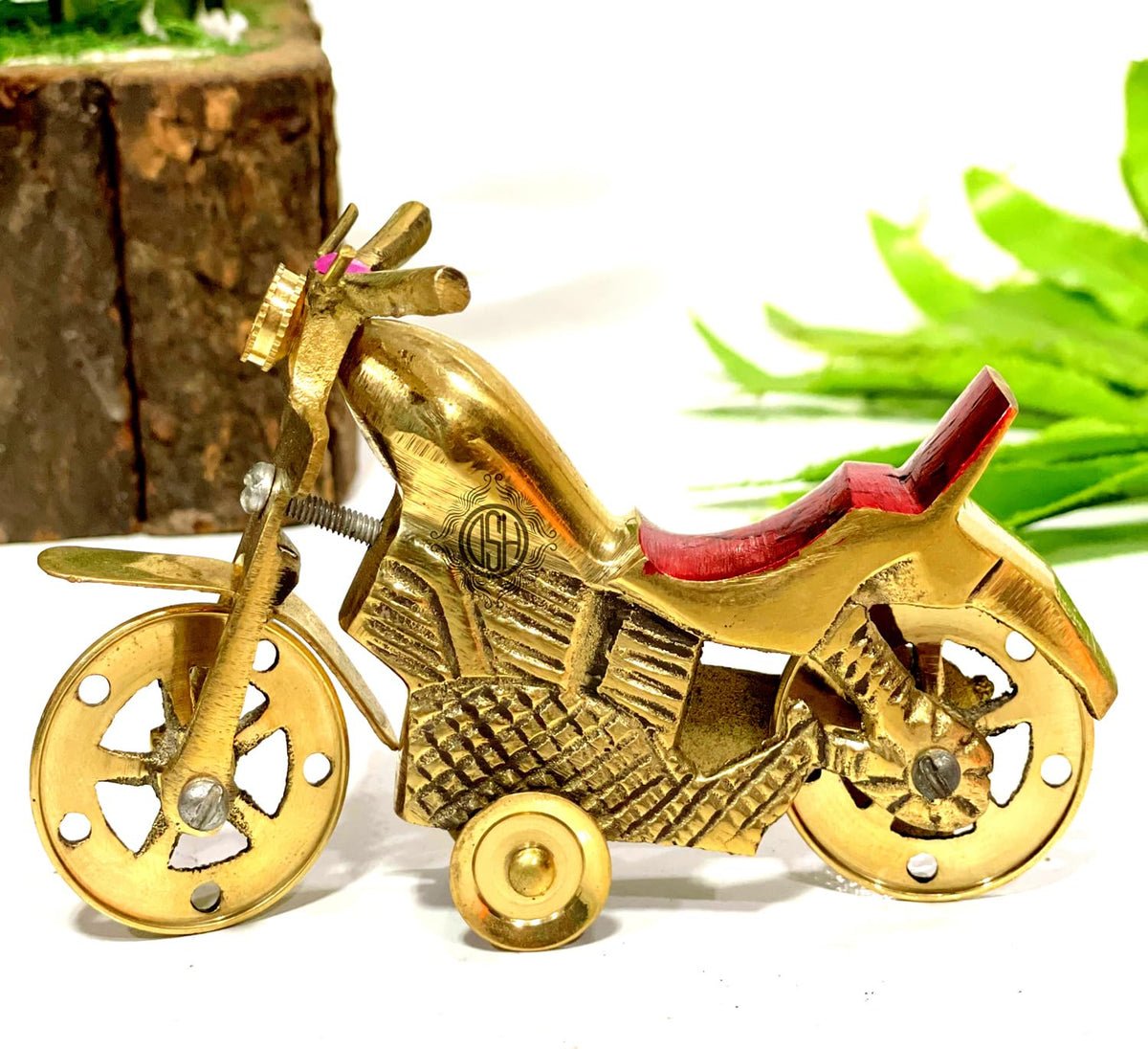 DSH Antique Brass Bike Miniature, Table top Showpiece Metal Vehicles for Home Decor (Toy)