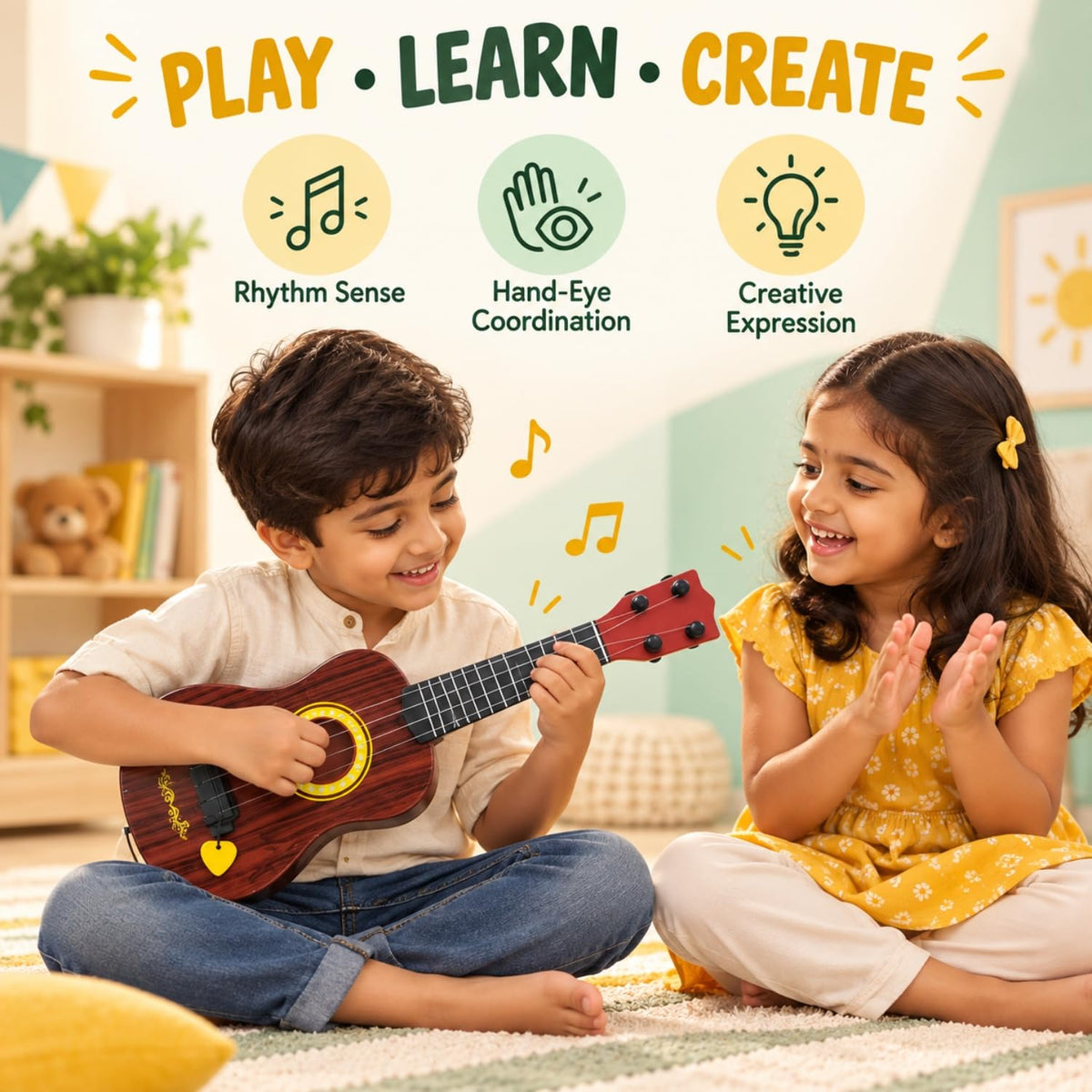 Toy Imagine 18-Inch 4-String Kids Guitar, Ukulele-Style Musical Toy