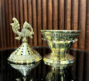 DSH Brass Incense Burner Dhoop Dani Peacock Bakhoor Holder Decorative Insence Burner for Home Purifying Office Temple Prayer Butler.(LBN-20-KAMALmor)
