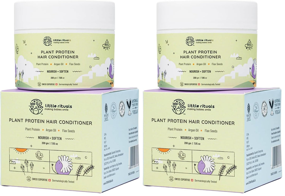 Little Rituals Plant Protein Conditioner | Hair Mask & Normal & Curly Hair Products | Natural Shine & Strong Hair | Plant Protein, Flax Seeds, Argan Oil & Conditioner for Frizzy Hair | MADE SAFE | pH Balanced | 200 gm